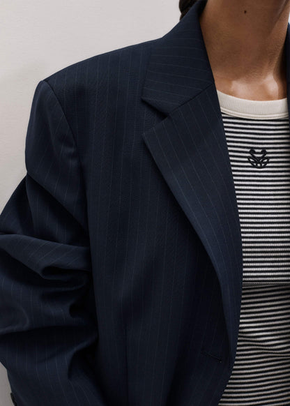 ME+EM Clothing Navy Pinstripe Oversized Blazer
