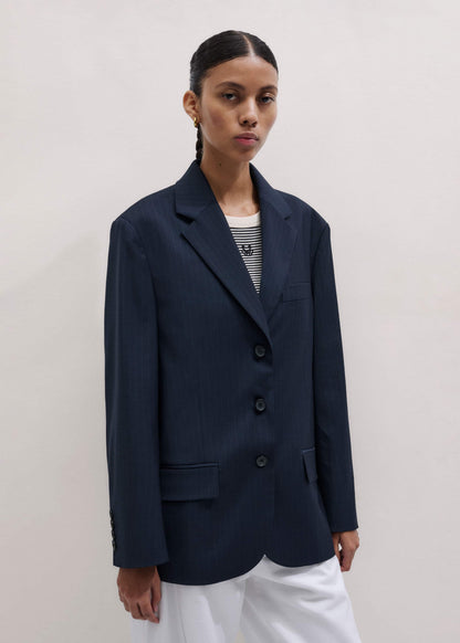 ME+EM Clothing Navy Pinstripe Oversized Blazer