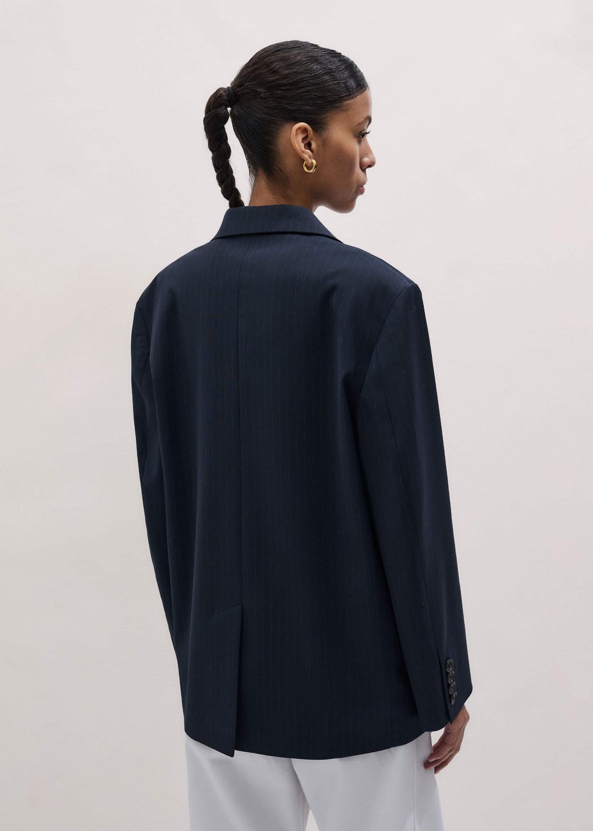 ME+EM Clothing Navy Pinstripe Oversized Blazer