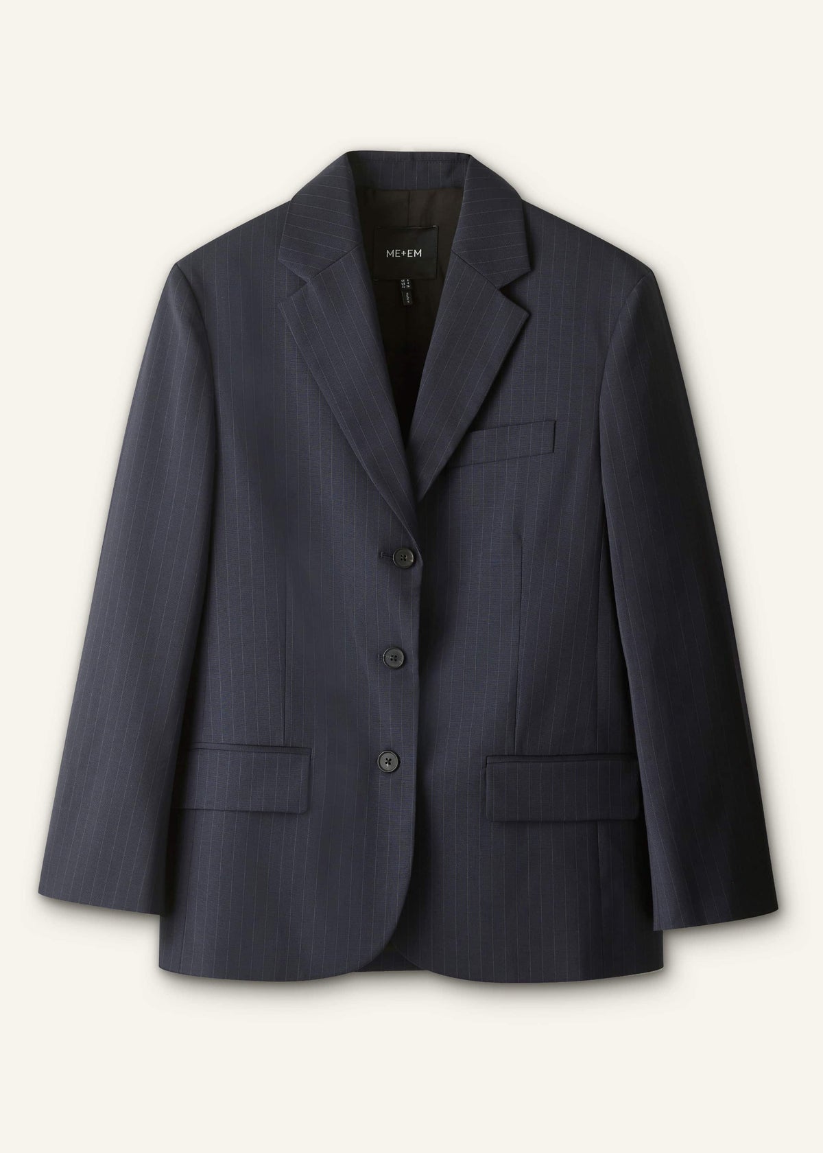 ME+EM Clothing Navy Pinstripe Oversized Blazer