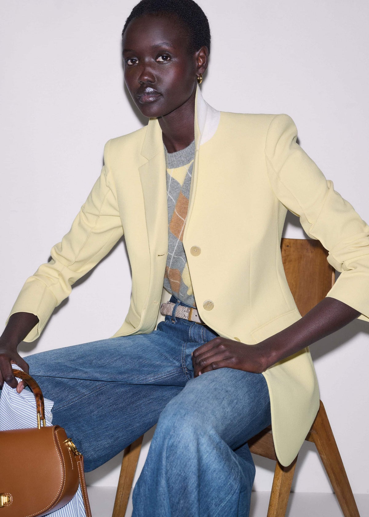 ME+EM Clothing Yellow Slim Contour Blazer