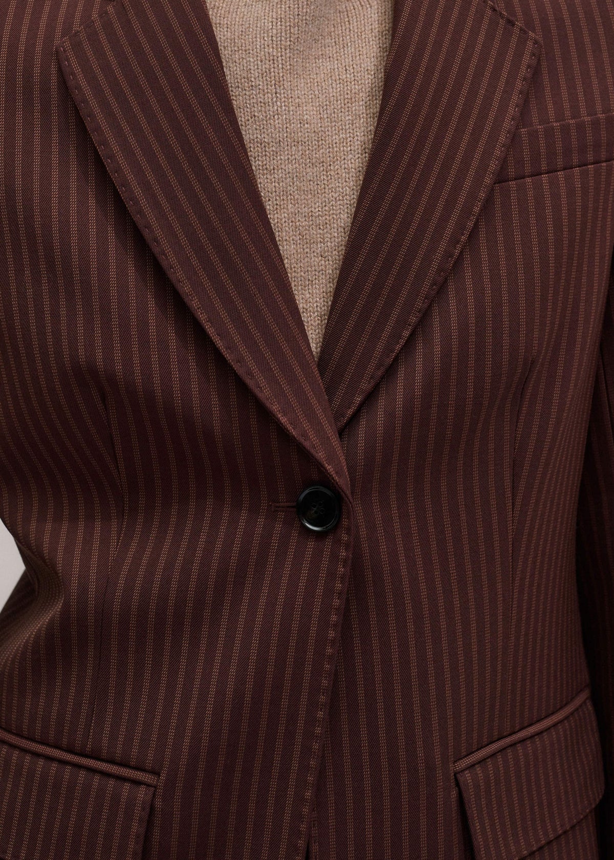 ME+EM Clothing Cinnamon Pinstripe Sharp Shoulder Contour Blazer