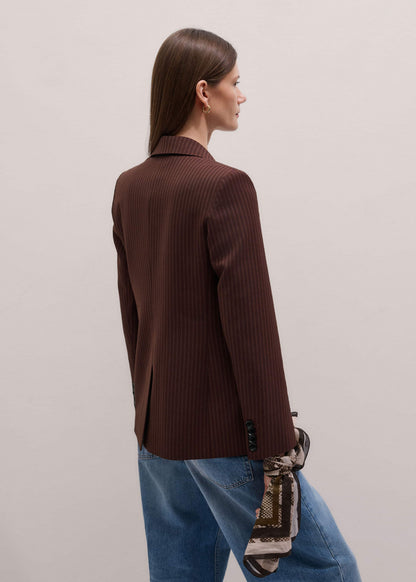 ME+EM Clothing Cinnamon Pinstripe Sharp Shoulder Contour Blazer