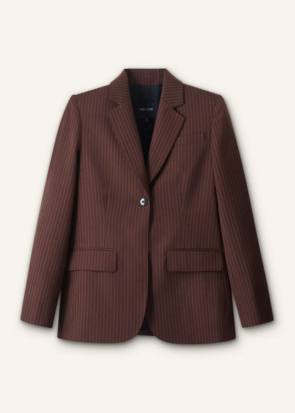ME+EM Clothing Cinnamon Pinstripe Sharp Shoulder Contour Blazer