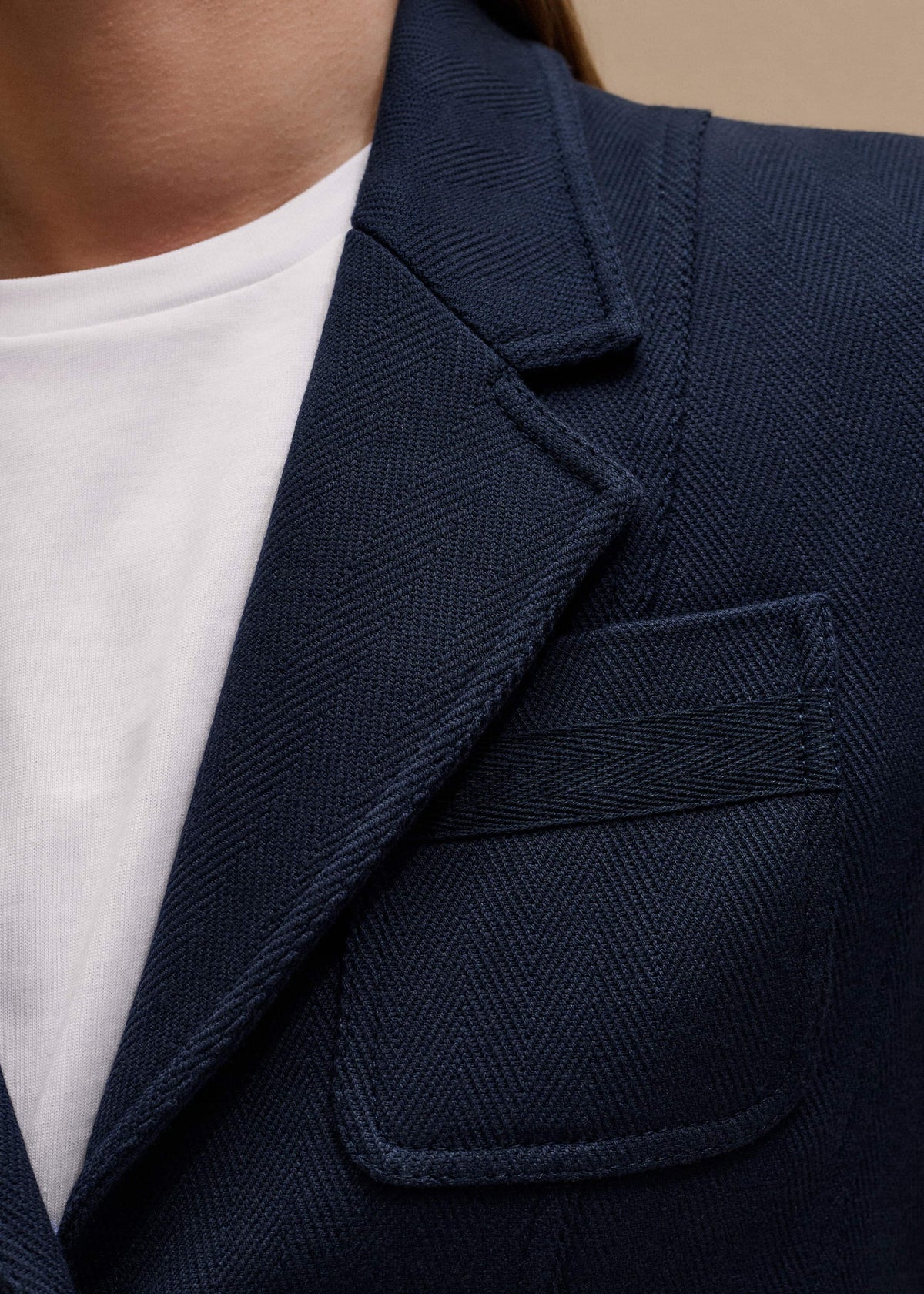 ME+EM Clothing Navy Herringbone Fitted Crop Jacket