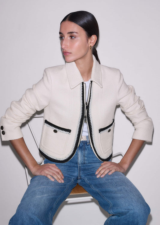 ME+EM Clothing Cream Straight Crop Jacket