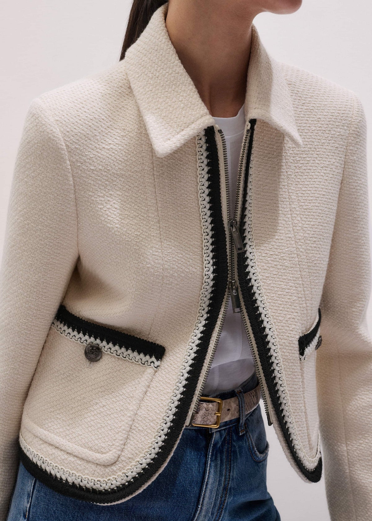 ME+EM Clothing Cream Straight Crop Jacket