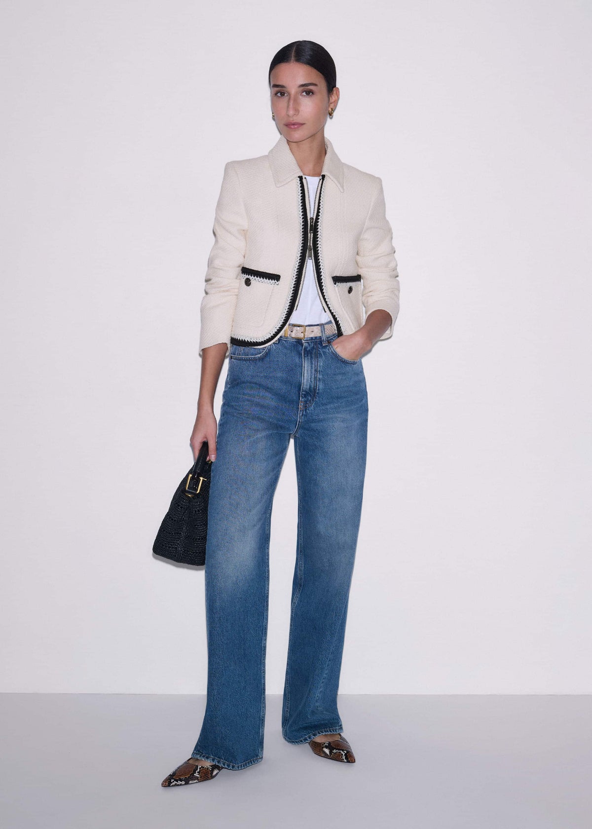 ME+EM Clothing Cream Straight Crop Jacket
