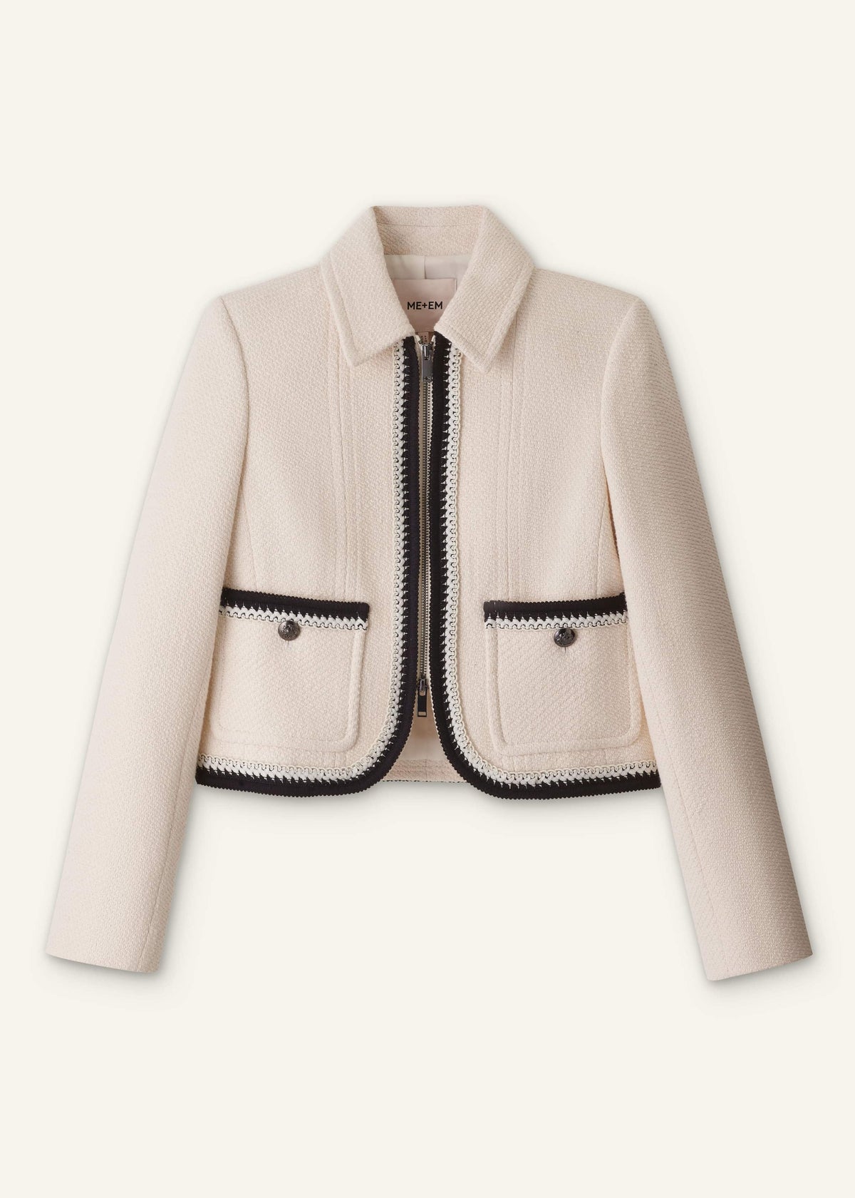 ME+EM Clothing Cream Straight Crop Jacket