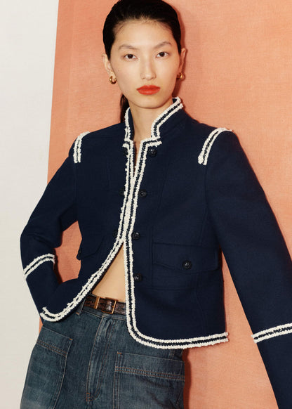 ME+EM Clothing Navy Bold Braid Short Fitted Jacket