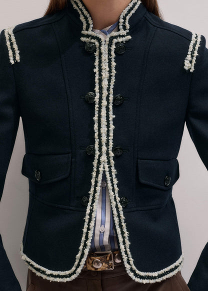 ME+EM Clothing Navy Bold Braid Short Fitted Jacket