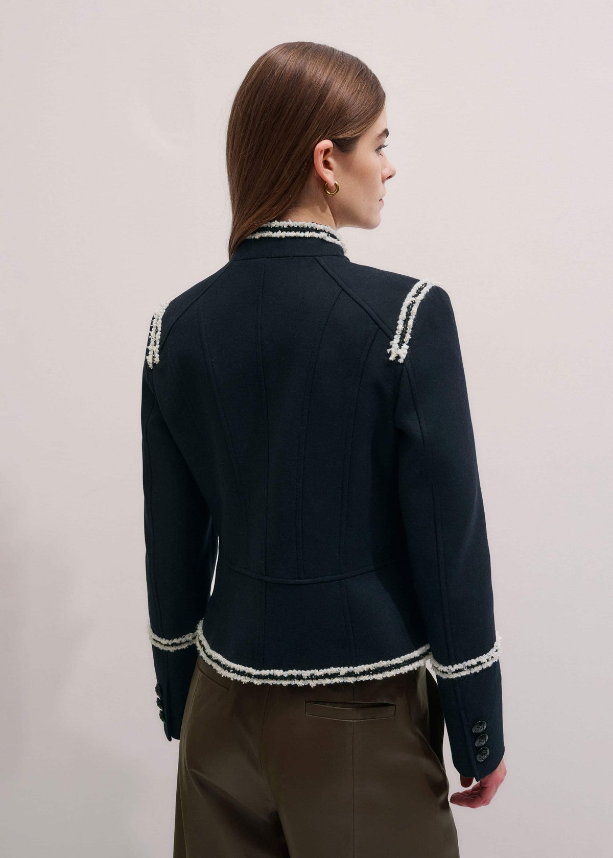 ME+EM Clothing Navy Bold Braid Short Fitted Jacket