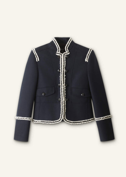 ME+EM Clothing Navy Bold Braid Short Fitted Jacket