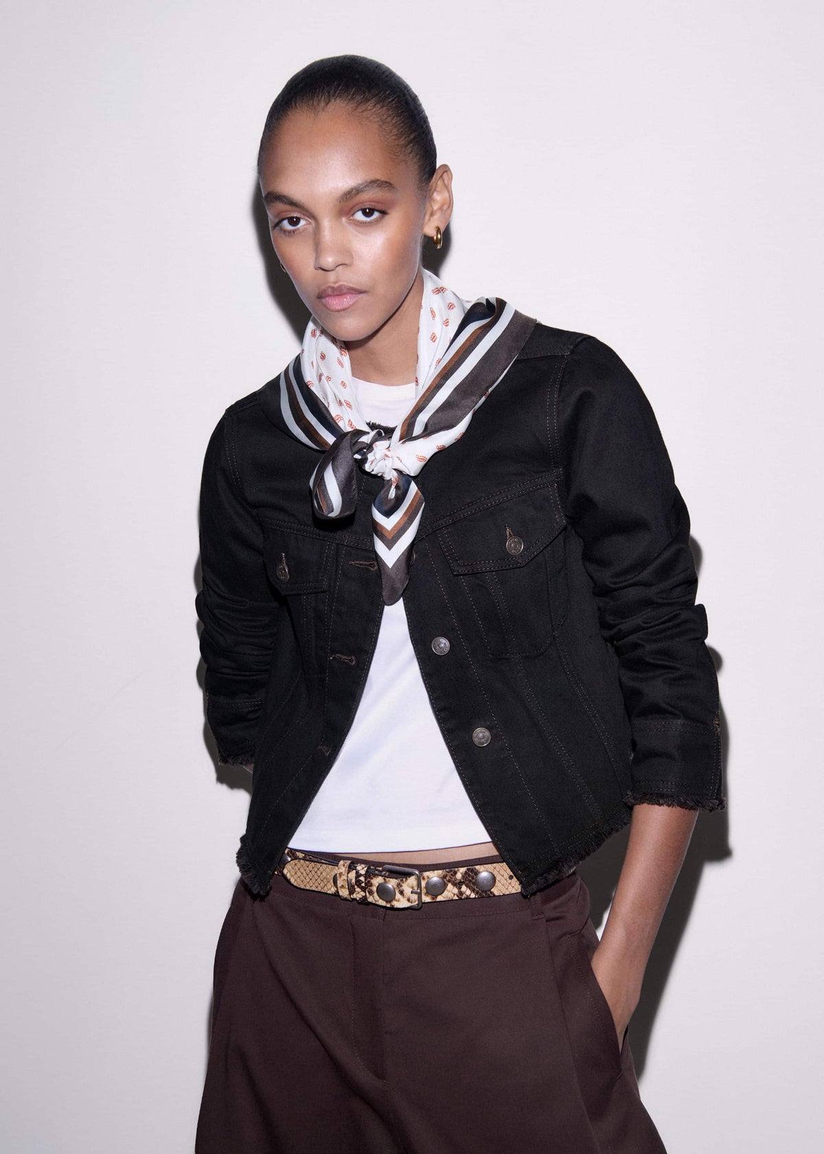 ME+EM Clothing Black Collarless Fray Jacket