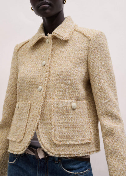 ME+EM Clothing Cream Fringed Short Jacket