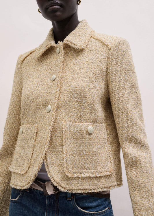 ME+EM Clothing Cream Fringed Short Jacket