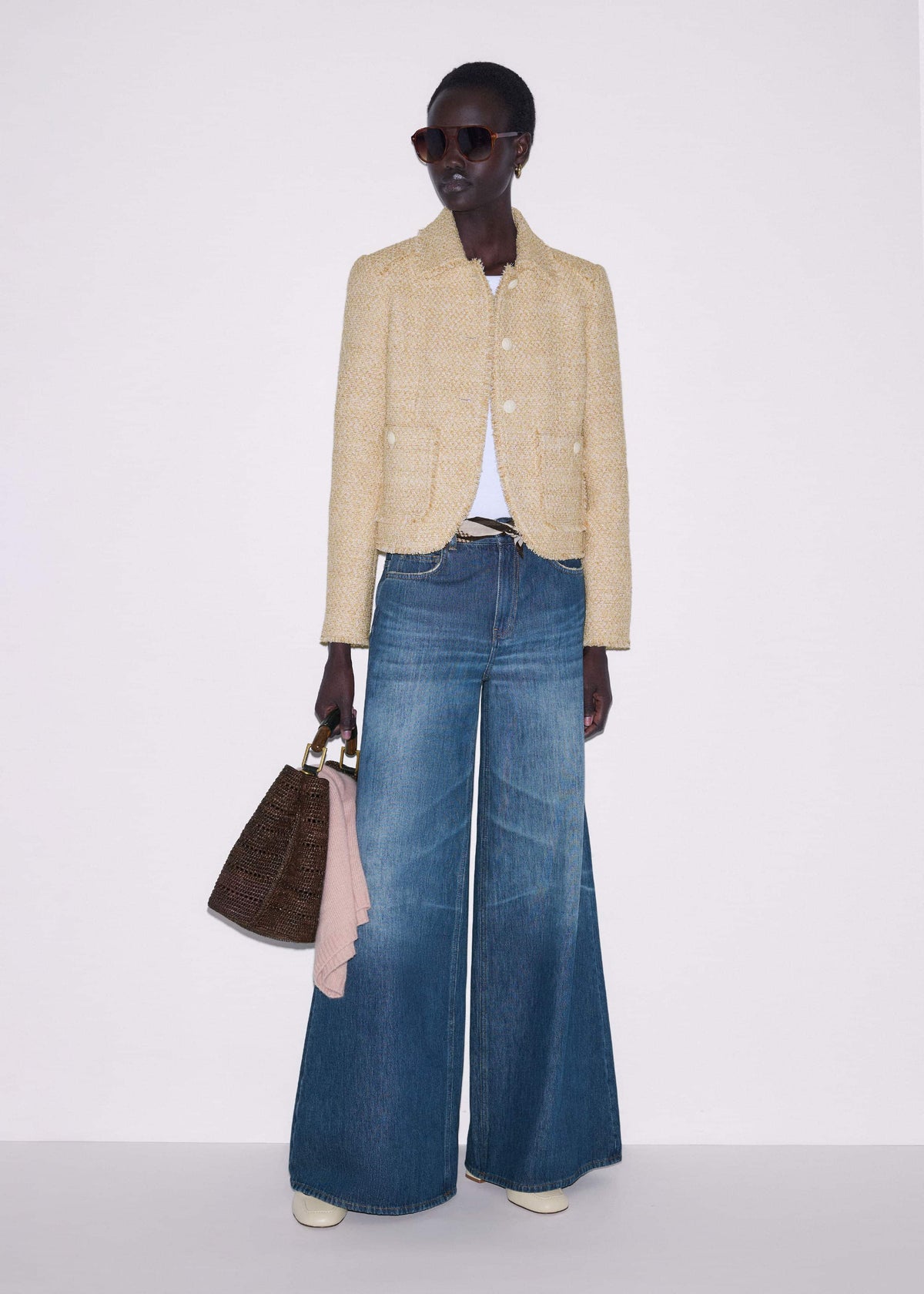 ME+EM Clothing Cream Fringed Short Jacket