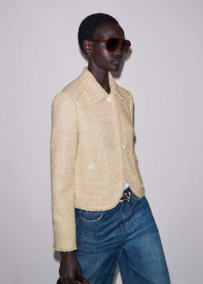 ME+EM Clothing Cream Fringed Short Jacket