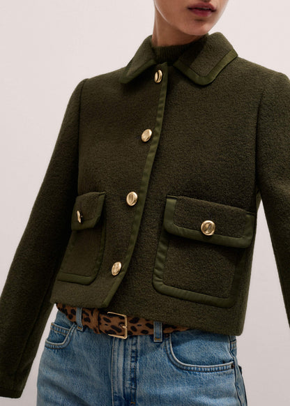 ME+EM Clothing Olive Green Straight Crop Jacket