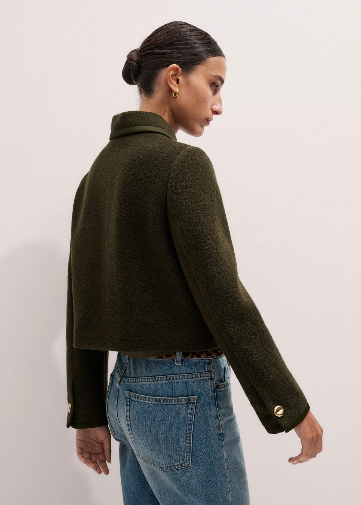 ME+EM Clothing Olive Green Straight Crop Jacket