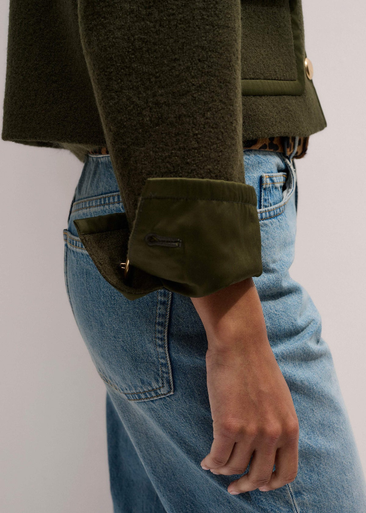 ME+EM Clothing Olive Green Straight Crop Jacket