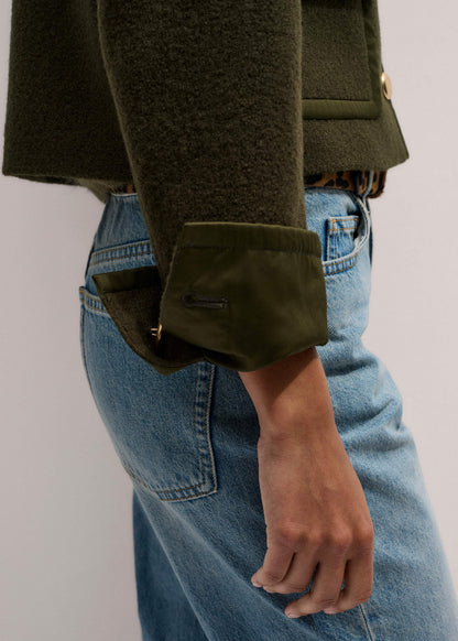 ME+EM Clothing Olive Green Straight Crop Jacket