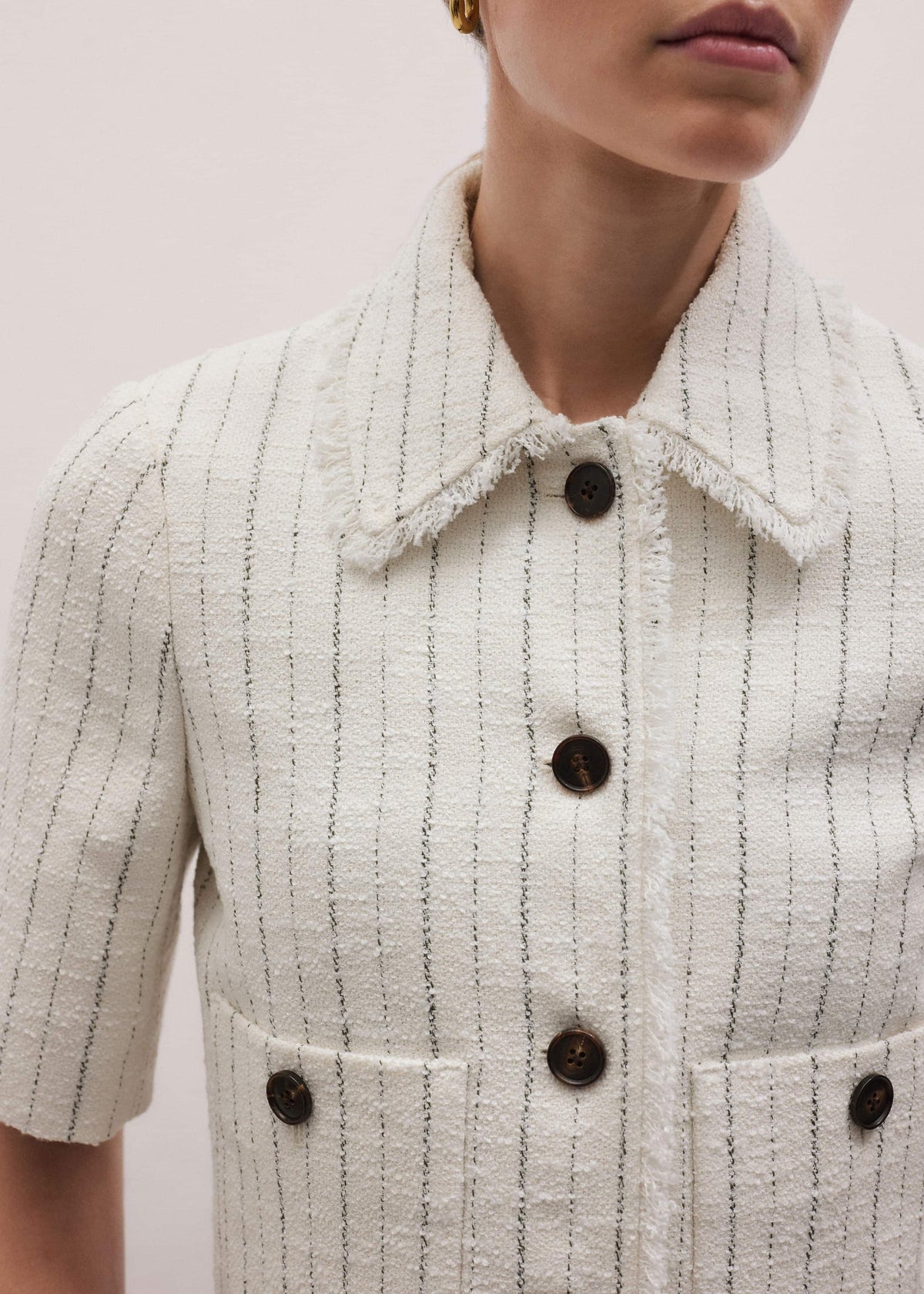 ME+EM Clothing Ivory Stripe Crop Jacket