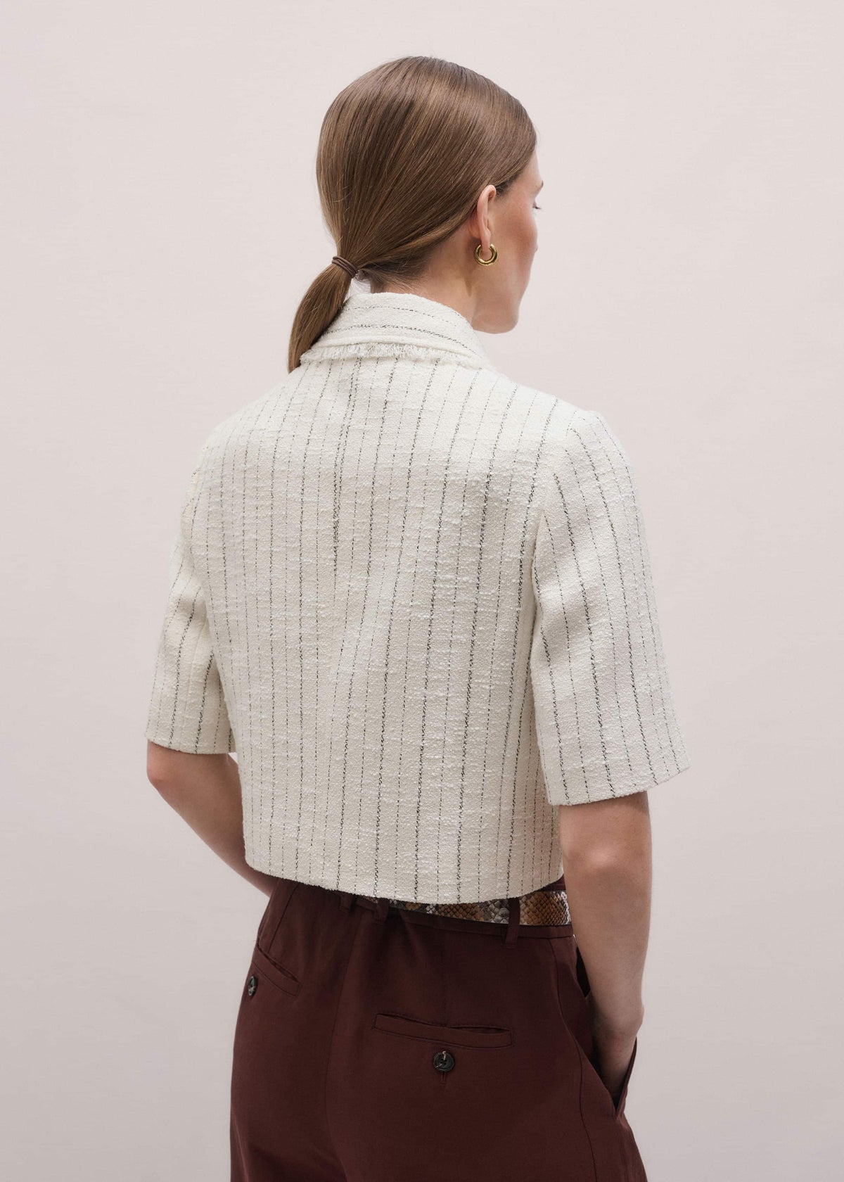 ME+EM Clothing Ivory Stripe Crop Jacket