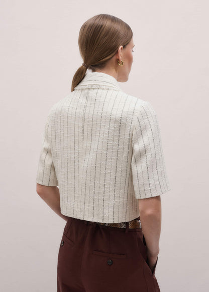 ME+EM Clothing Ivory Stripe Crop Jacket