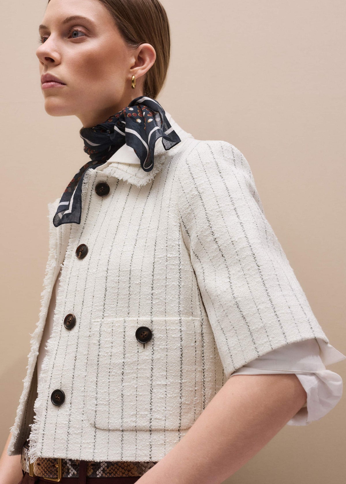 ME+EM Clothing Ivory Stripe Crop Jacket