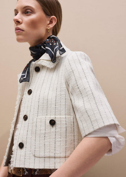 ME+EM Clothing Ivory Stripe Crop Jacket