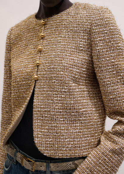 ME+EM Clothing Gold Metallic Crop Evening Jacket