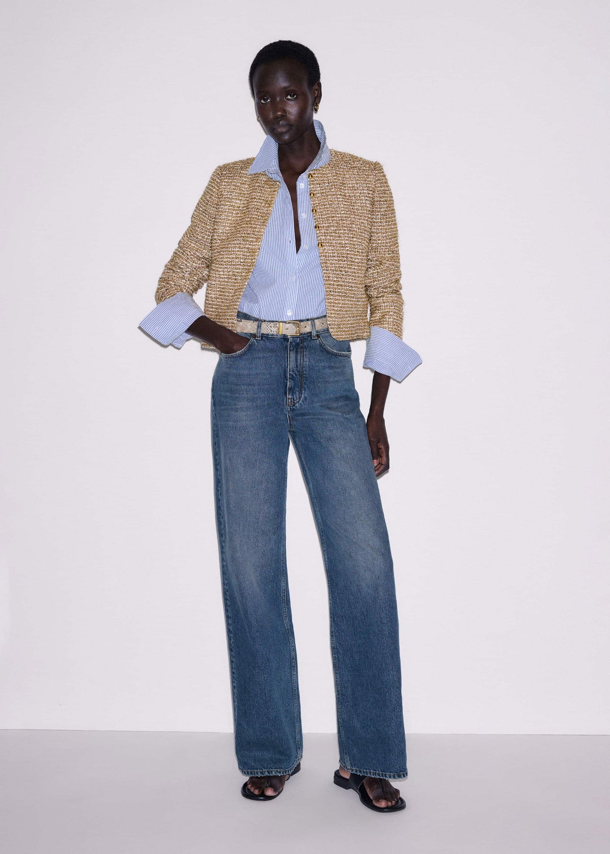 ME+EM Clothing Gold Metallic Crop Evening Jacket