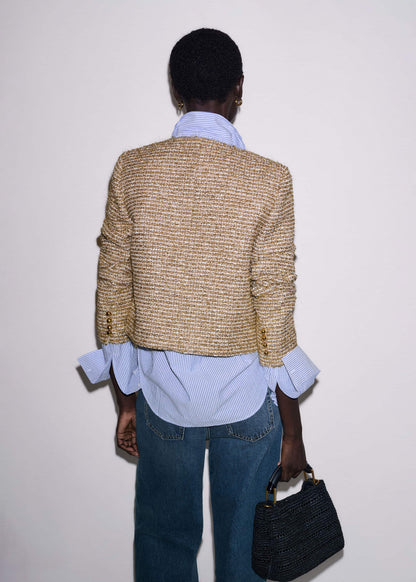 ME+EM Clothing Gold Metallic Crop Evening Jacket