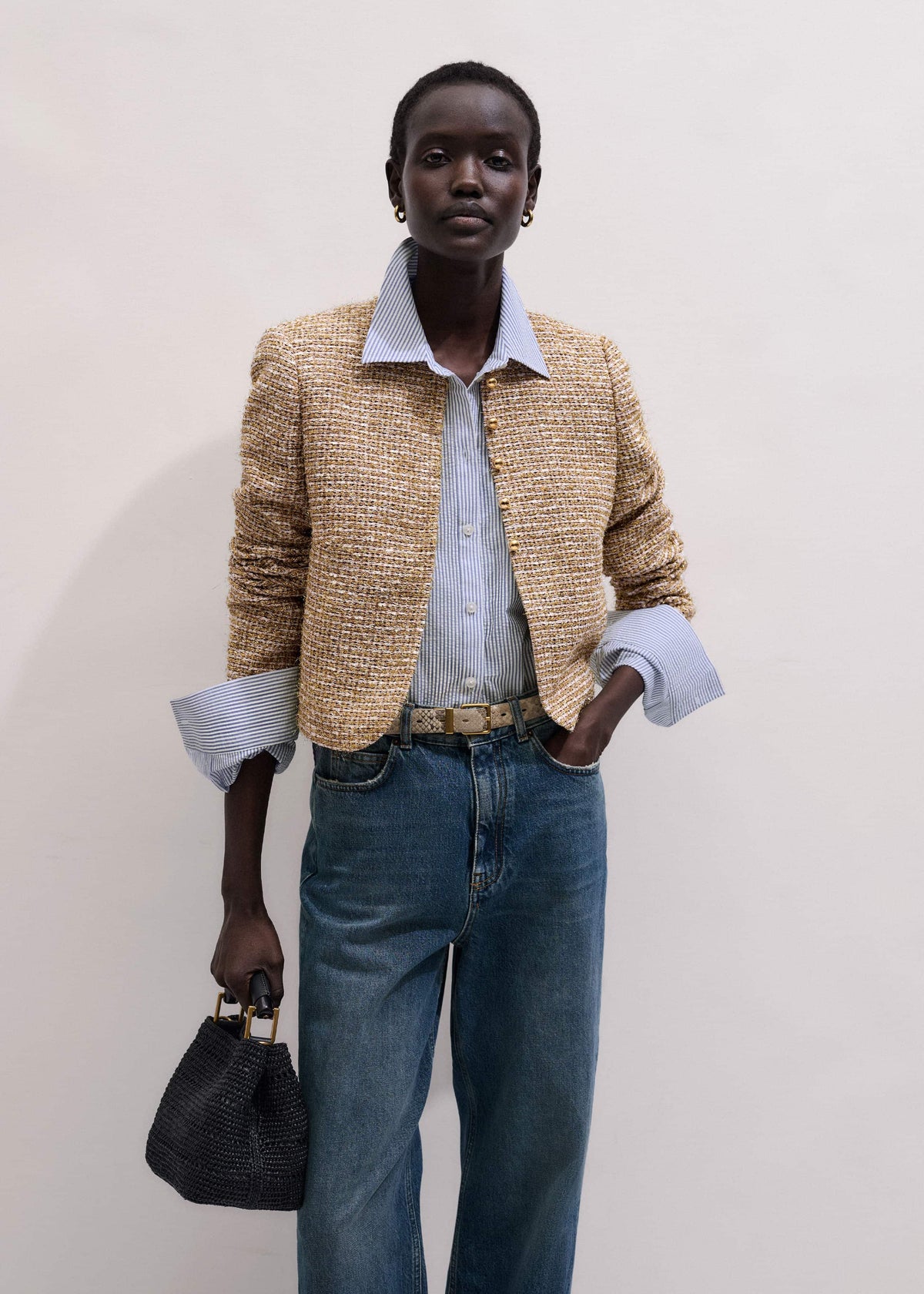 ME+EM Clothing Gold Metallic Crop Evening Jacket