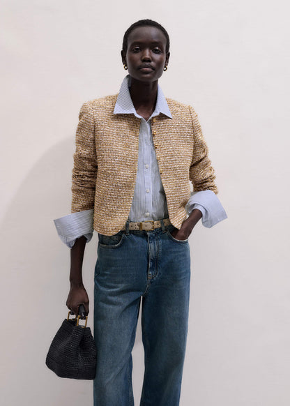 ME+EM Clothing Gold Metallic Crop Evening Jacket