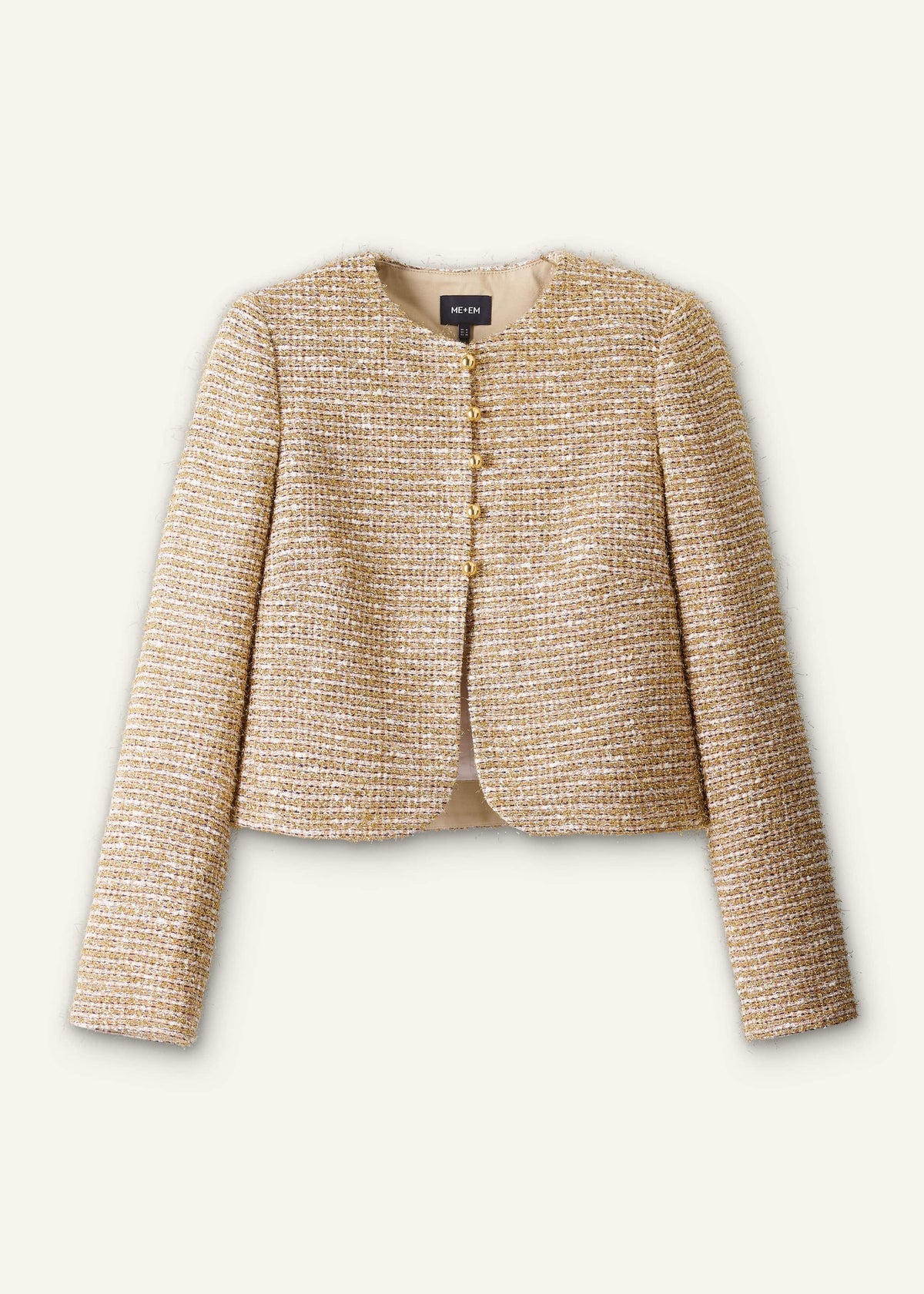 ME+EM Clothing Gold Metallic Crop Evening Jacket