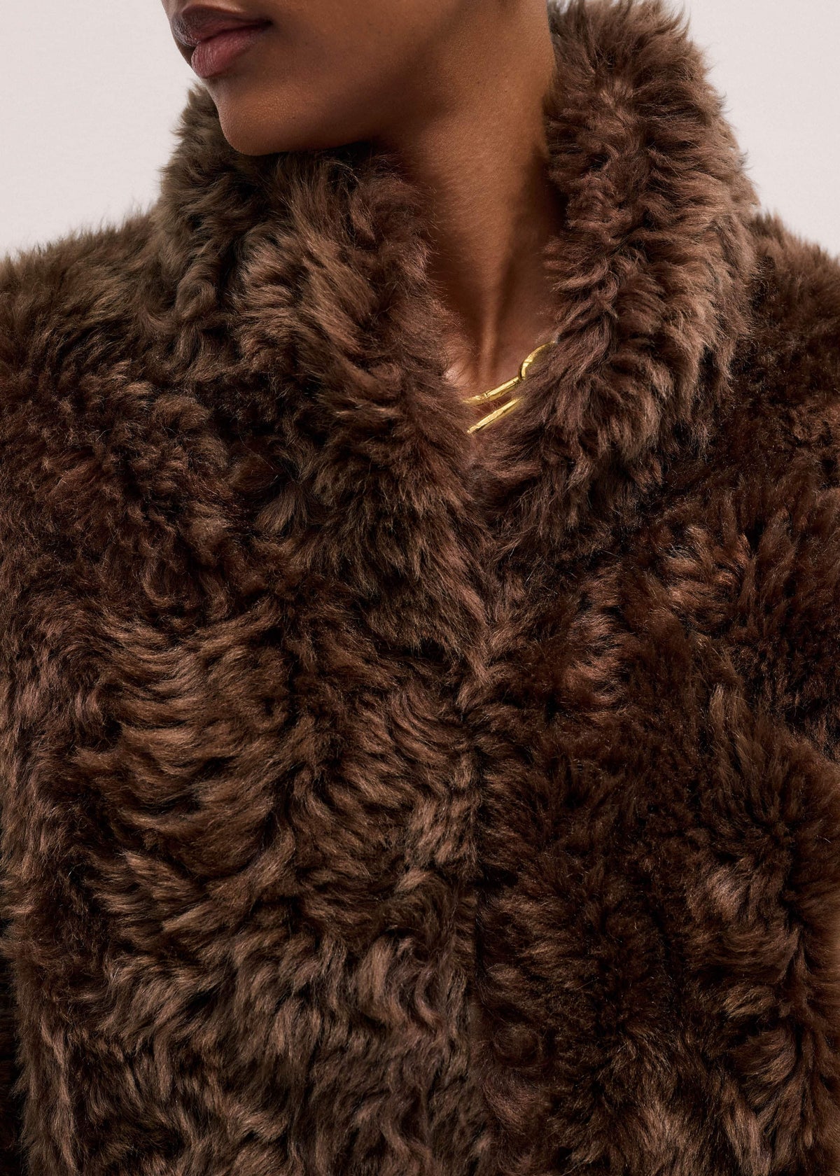 ME+EM Clothing Brown Luxe Shearling Evening Crop Jacket