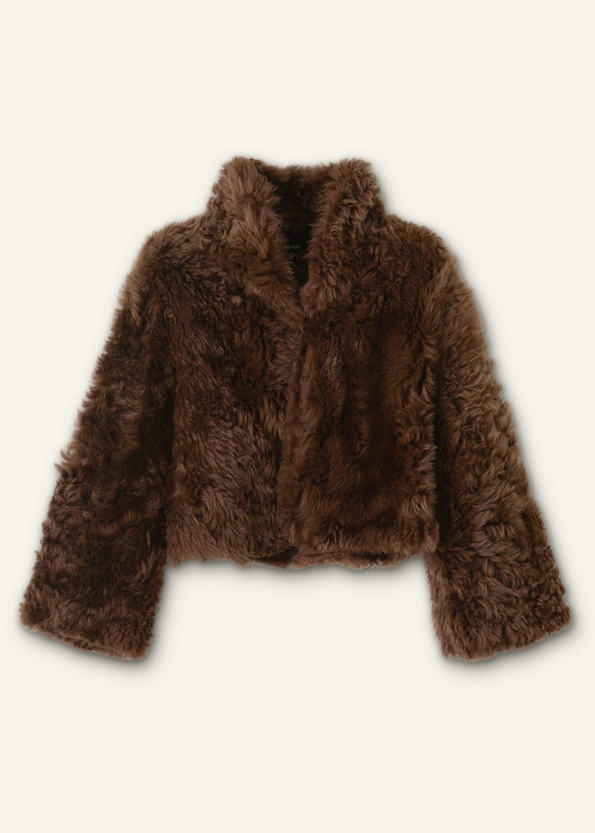 ME+EM Clothing Brown Luxe Shearling Evening Crop Jacket