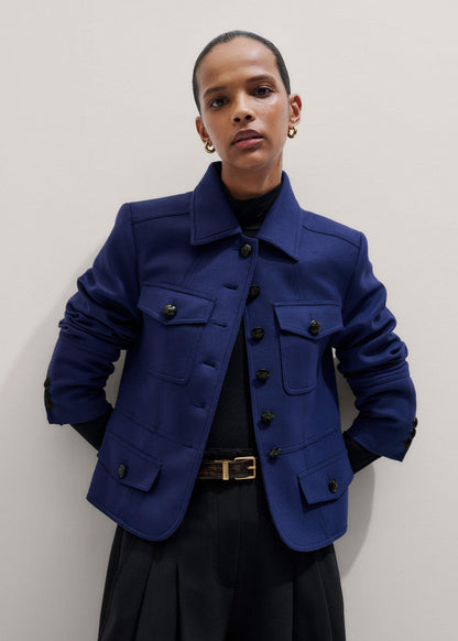 ME+EM Clothing Blue Fitted Military Jacket