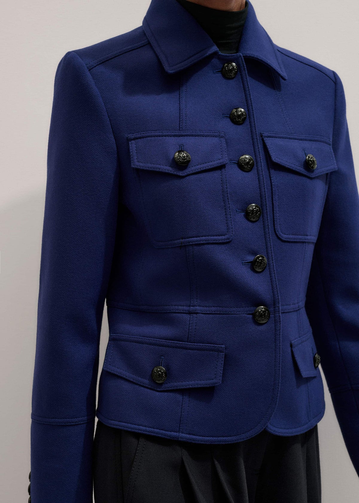 ME+EM Clothing Blue Fitted Military Jacket