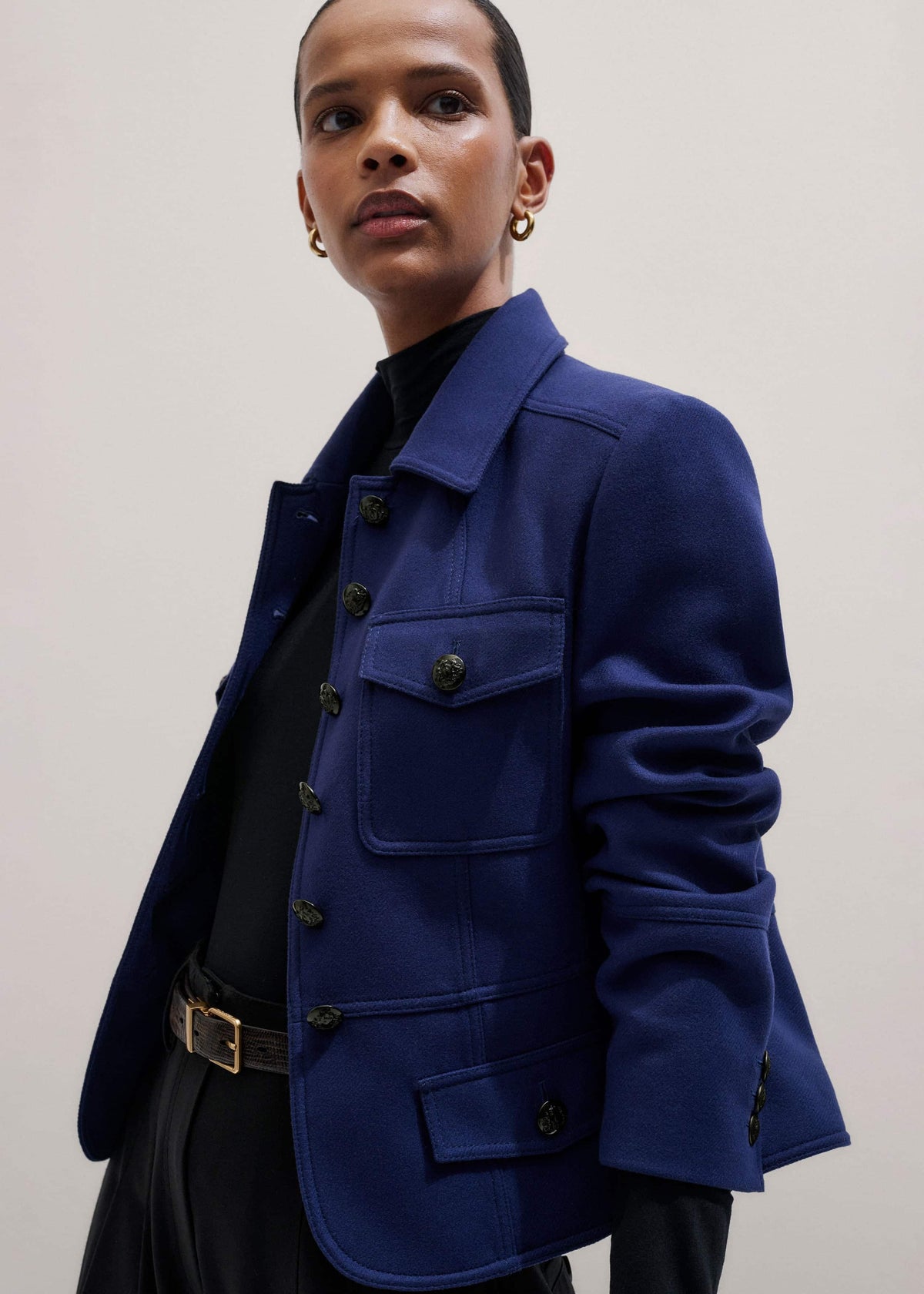ME+EM Clothing Blue Fitted Military Jacket