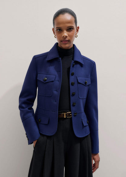 ME+EM Clothing Blue Fitted Military Jacket