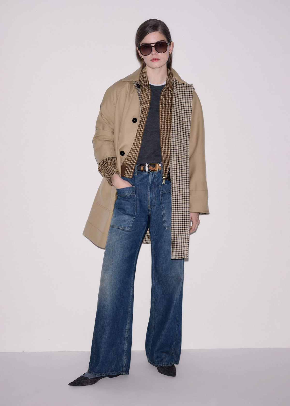 ME+EM Clothing Brown Super Soft Houndstooth Bomber Jacket