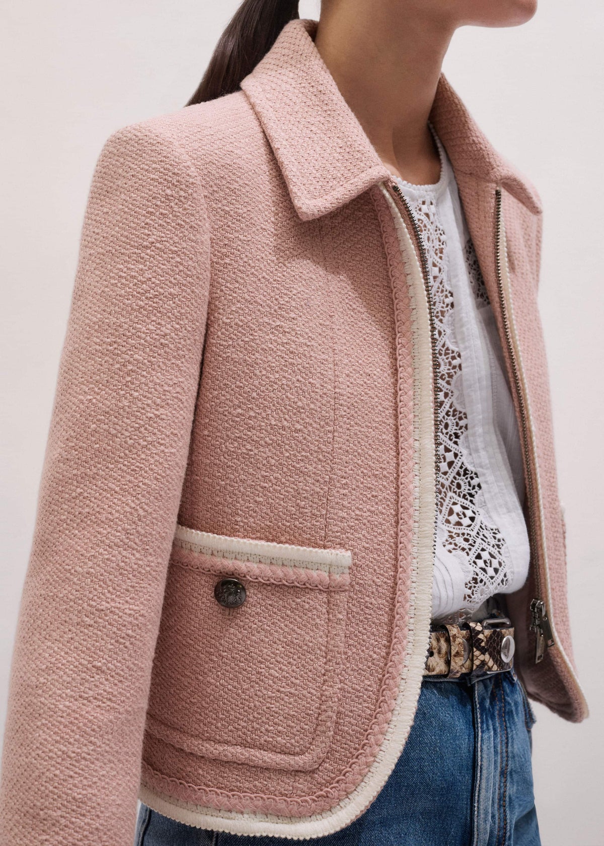 ME+EM Clothing Pink Straight Crop Jacket
