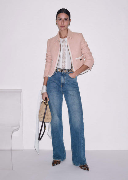 ME+EM Clothing Pink Straight Crop Jacket