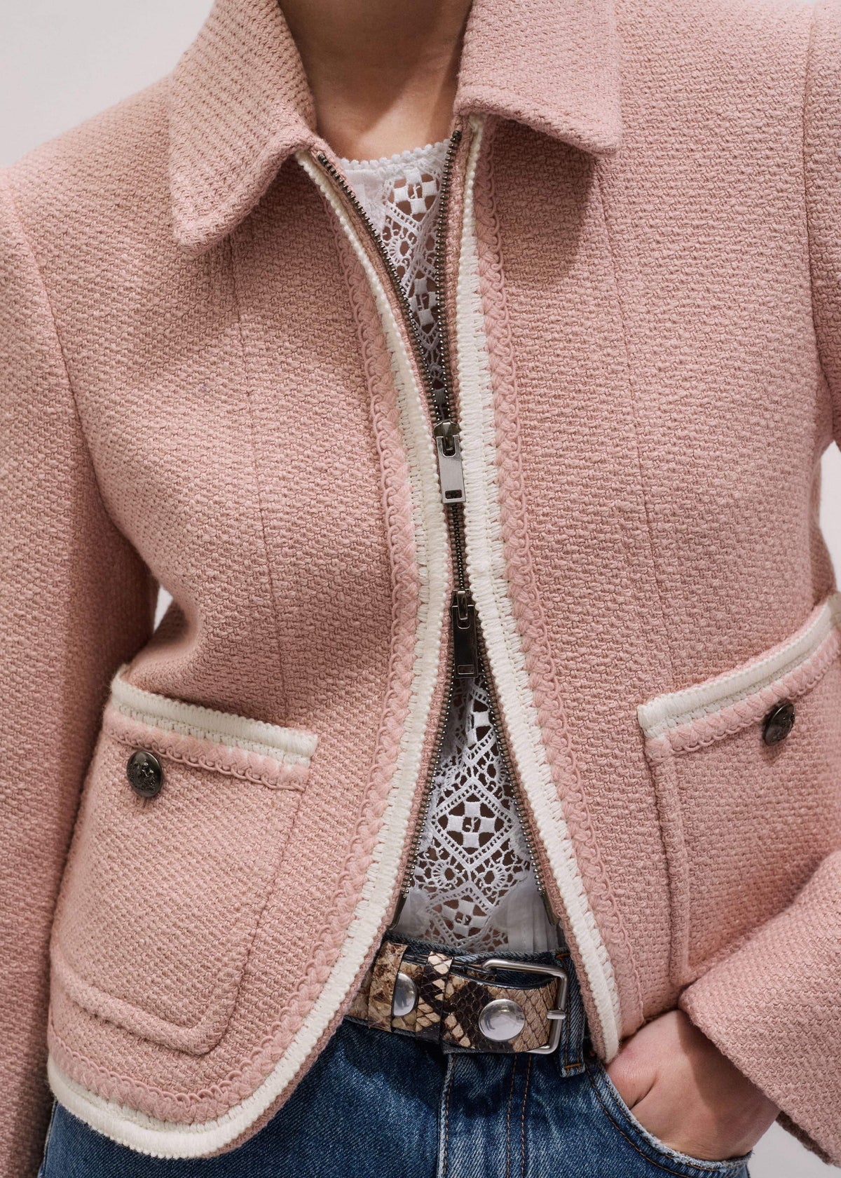 ME+EM Clothing Pink Straight Crop Jacket