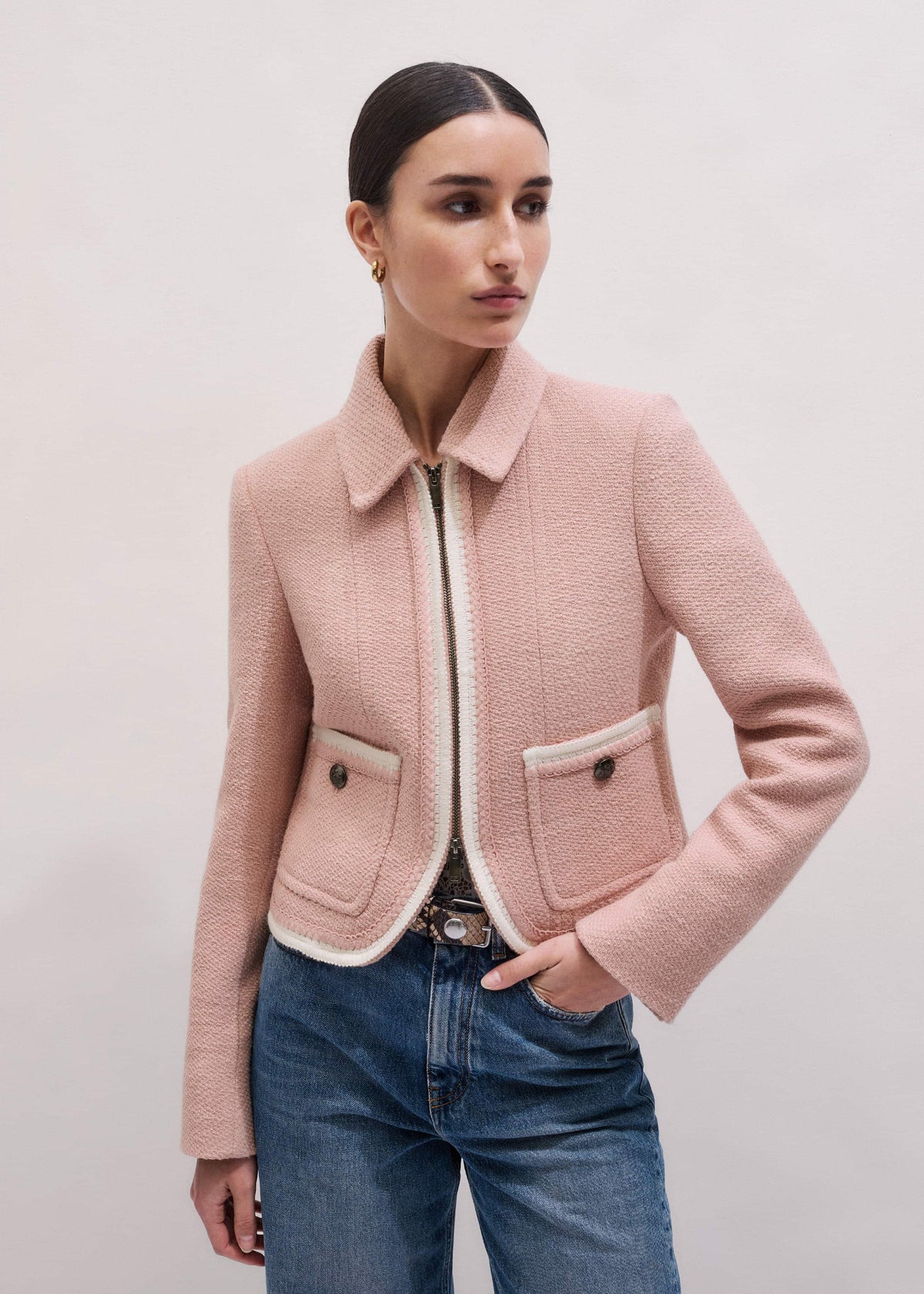 ME+EM Clothing Pink Straight Crop Jacket