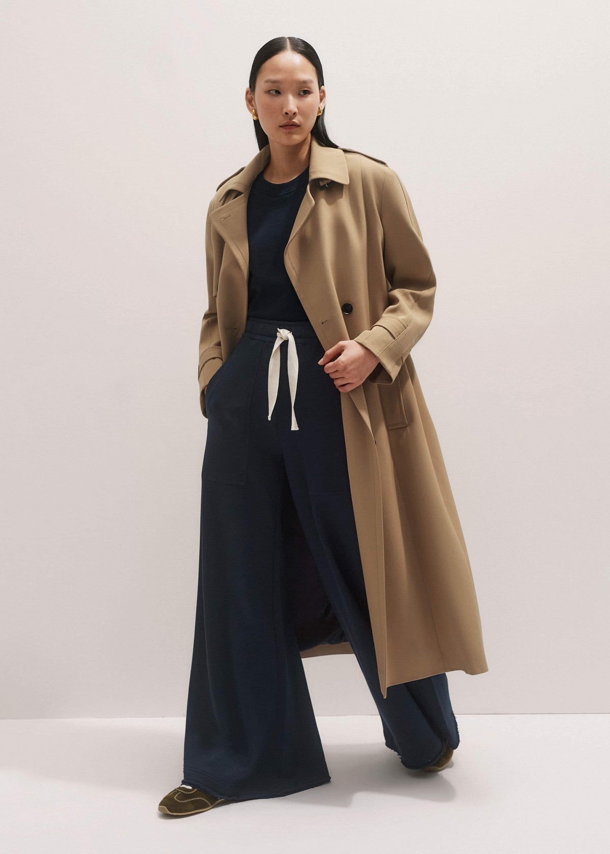 ME+EM Clothing Brown Relaxed Shoulder Trench Coat