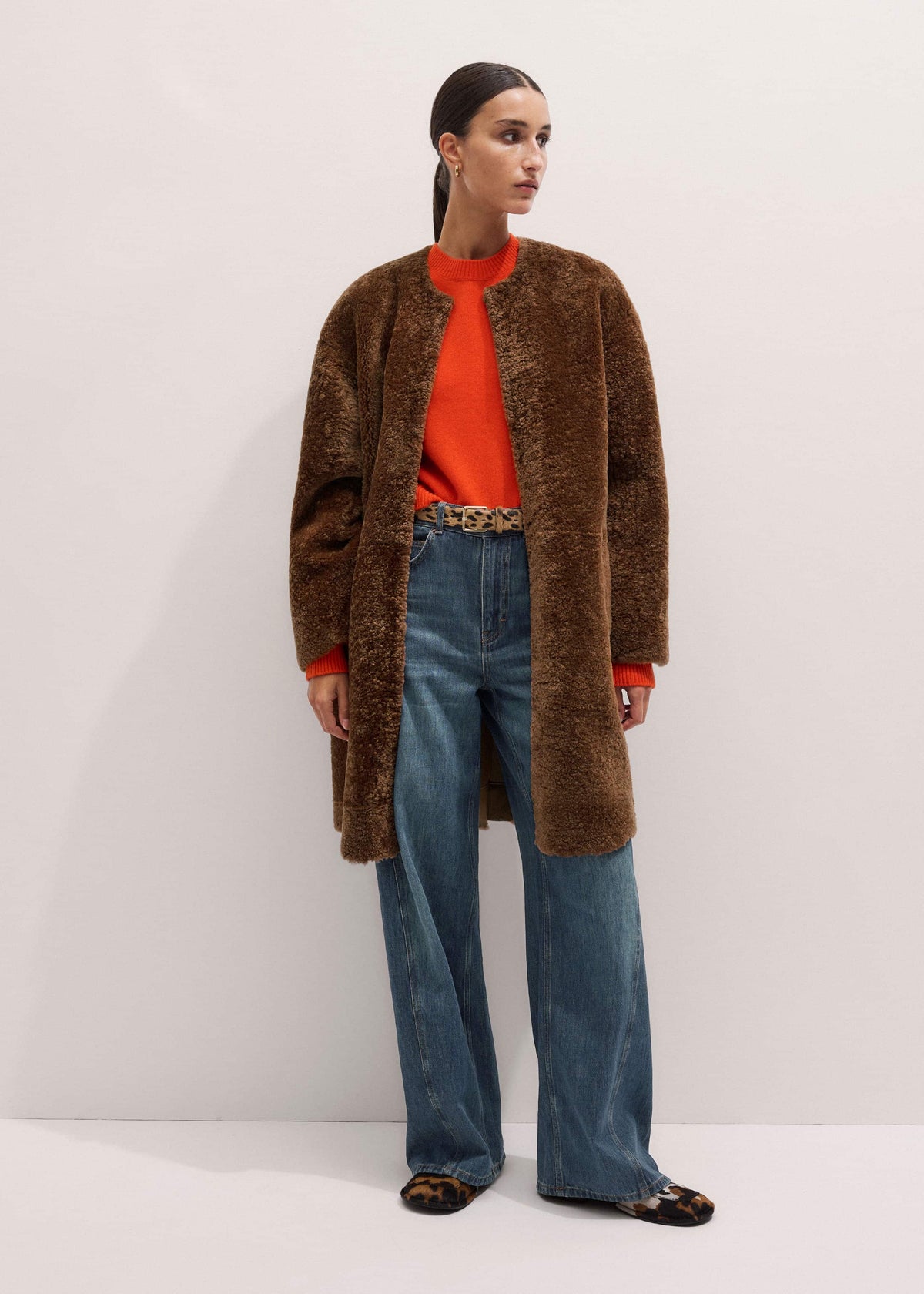 ME+EM Clothing Brown Shearling Coat